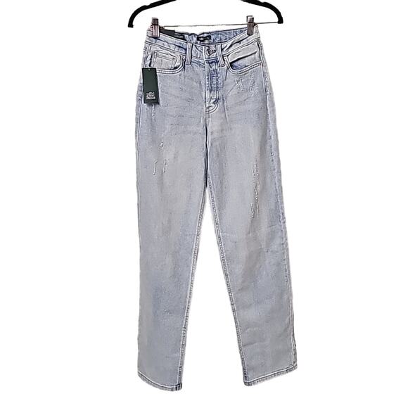 Wild Fable Super High Rise Straight Light Wash Distressed Jeans Womens 0/31" NEW - Picture 1 of 15